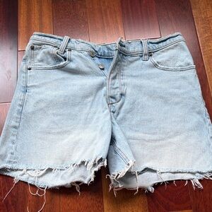 Abercrombie & Fitch Light Blue Frayed Jean Shorts